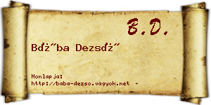 Bába Dezső névjegykártya